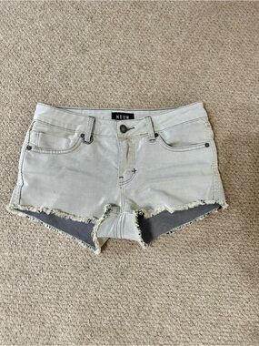 NEUW Light Gray Frayed Hem Denim Shortie